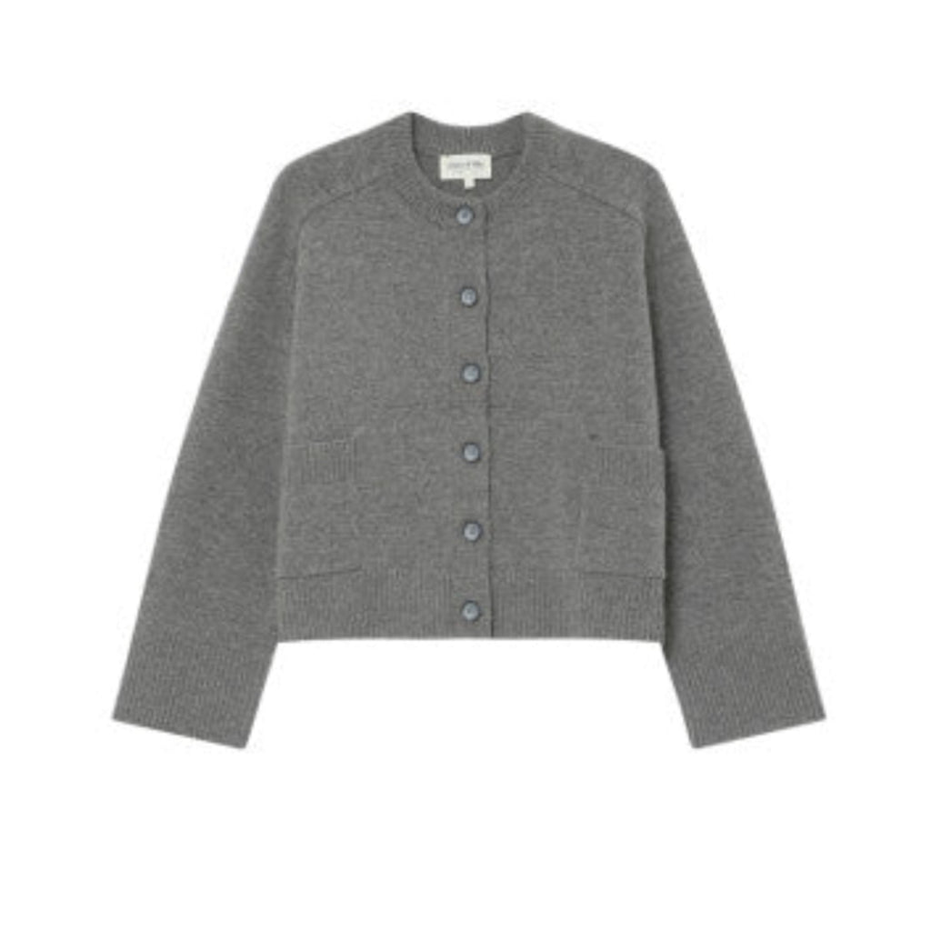 Gray cardigan on a white background