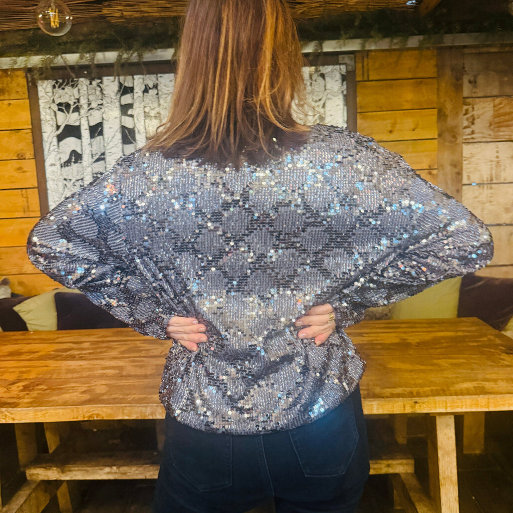 Sequin Tie Front Top Disko Kids