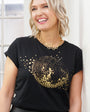 Womens black tshirt with gold discoball design - Disko Kids