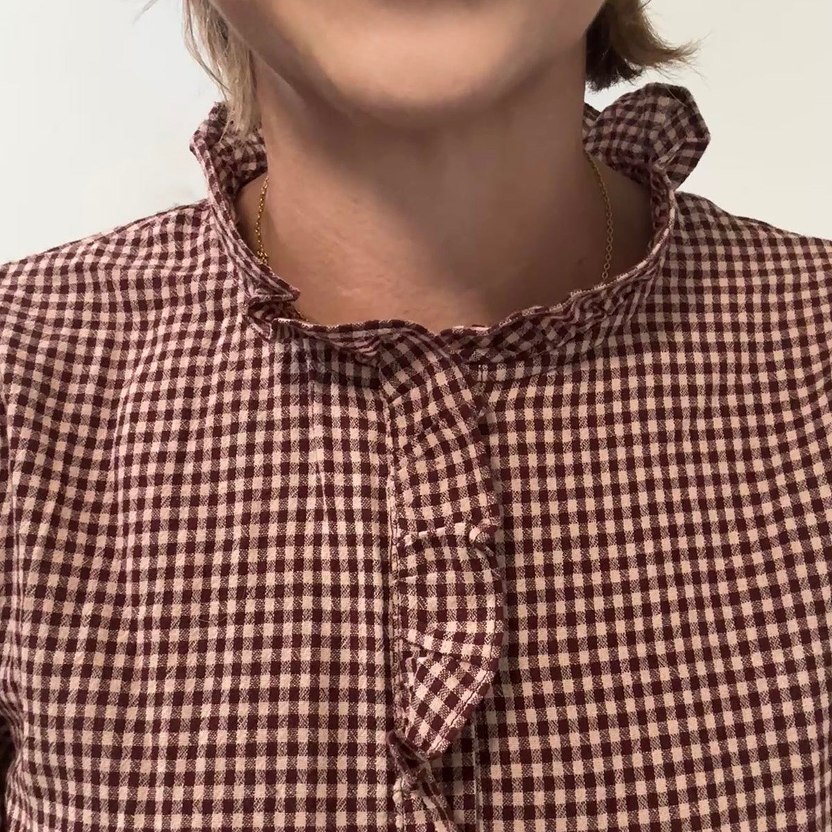 Gingham Ruffle Blouse