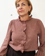 Burgundy & cream gingham ruffle blouse Disko Kids 