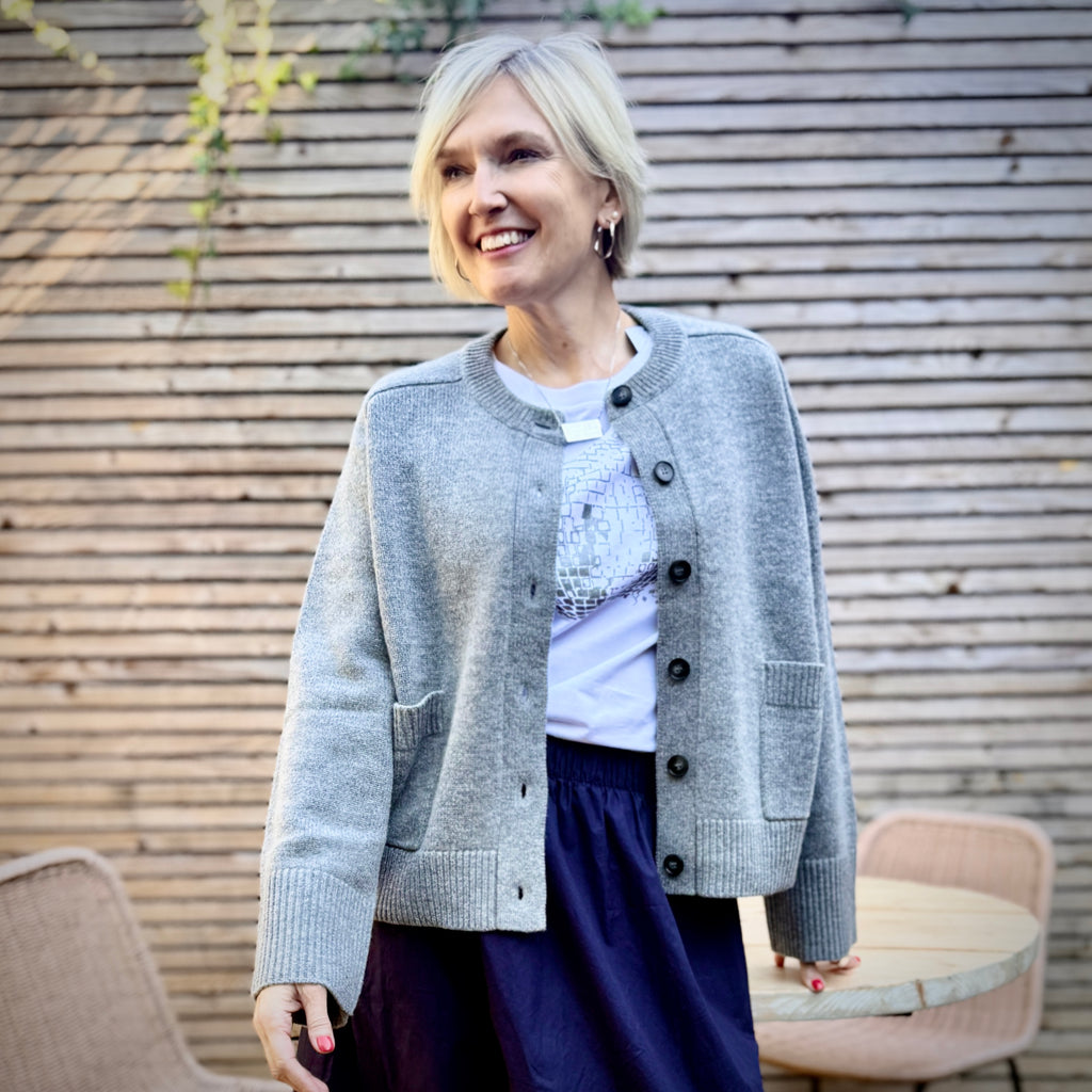 grey knittied jacket  cardigan
