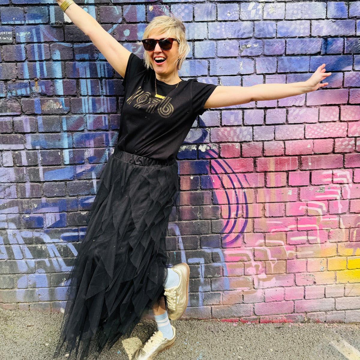 Womens black tulle skirt with frill layers