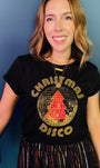 Christmas Disco Tshirt Womenswear party gold and red design