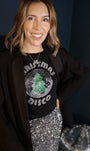 Christmas Disco tshirt silver and green design with a silver sequin skirt and black blazer