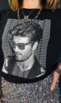 george michael dot tshirt with silver skirt - partywear