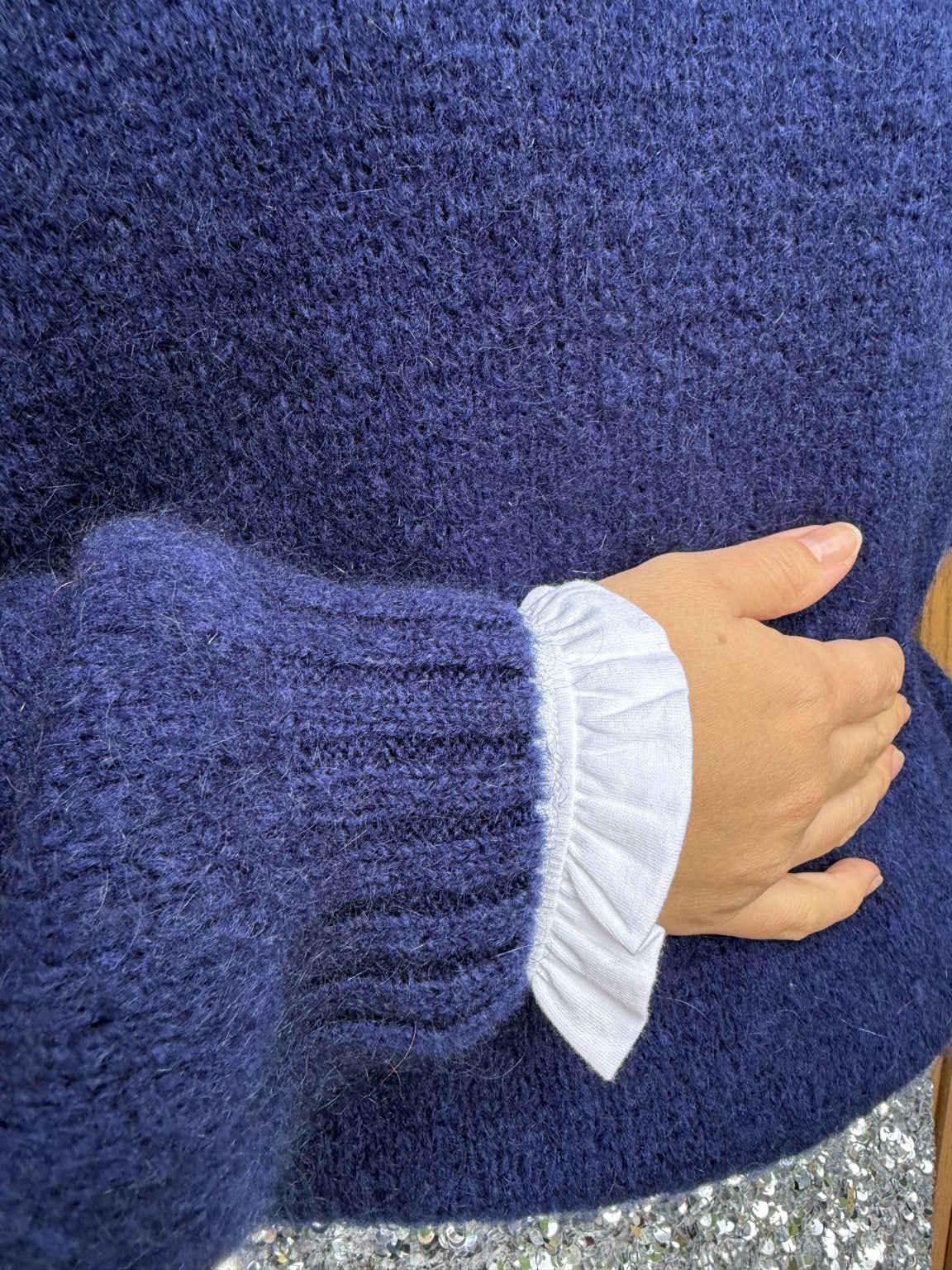 Navy Balloon Sleeve Jumper