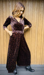 leopard print jumpsuit velvet party