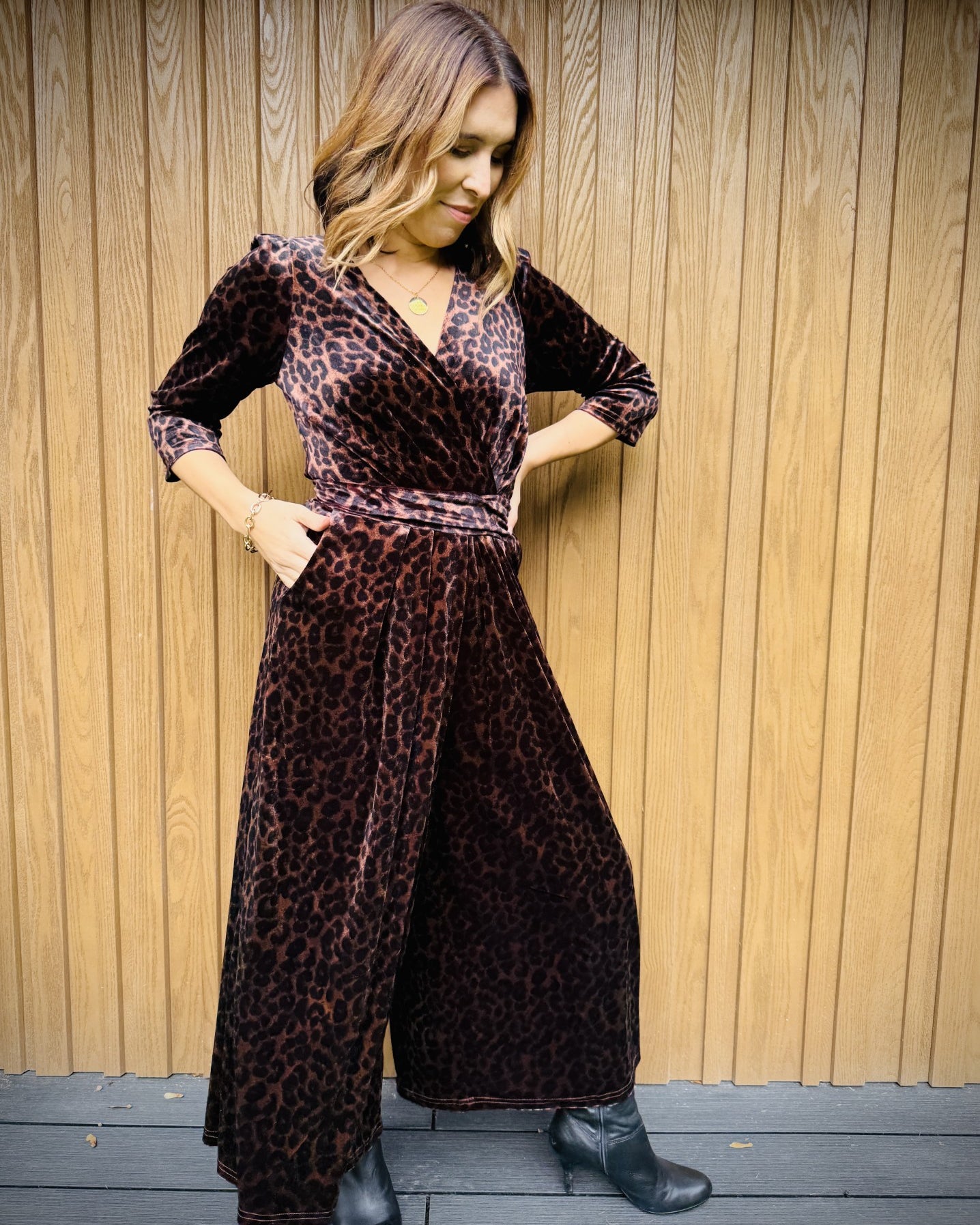 leopard print jumpsuit velvet party