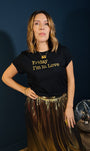 Friday Im in love cure tshirt with gold disco skirt