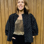 Black and gold reversible metallic jacket womenswear disko kids