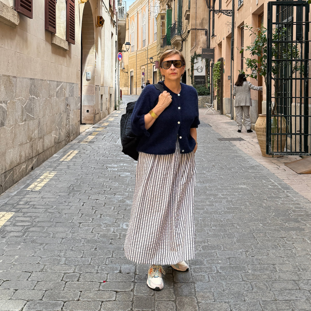 Stripe cotton a line skirt summer festival disko kids 
