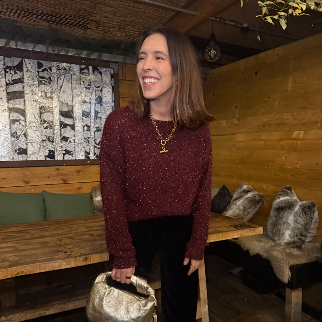 berry burgundy sparkly knit jumper