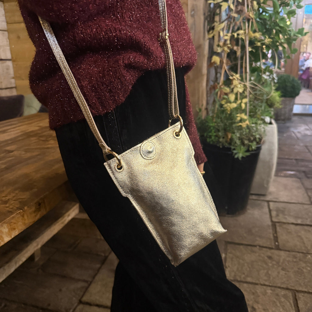 Gold Leather Pouch Disco Bag - Disko Kids