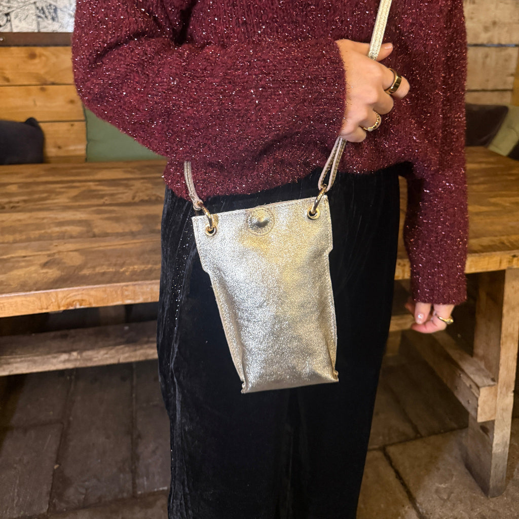 Gold Leather Pouch Disco Bag - Disko Kids