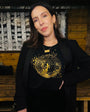 Womens black tshirt with gold discoball design - Disko Kids