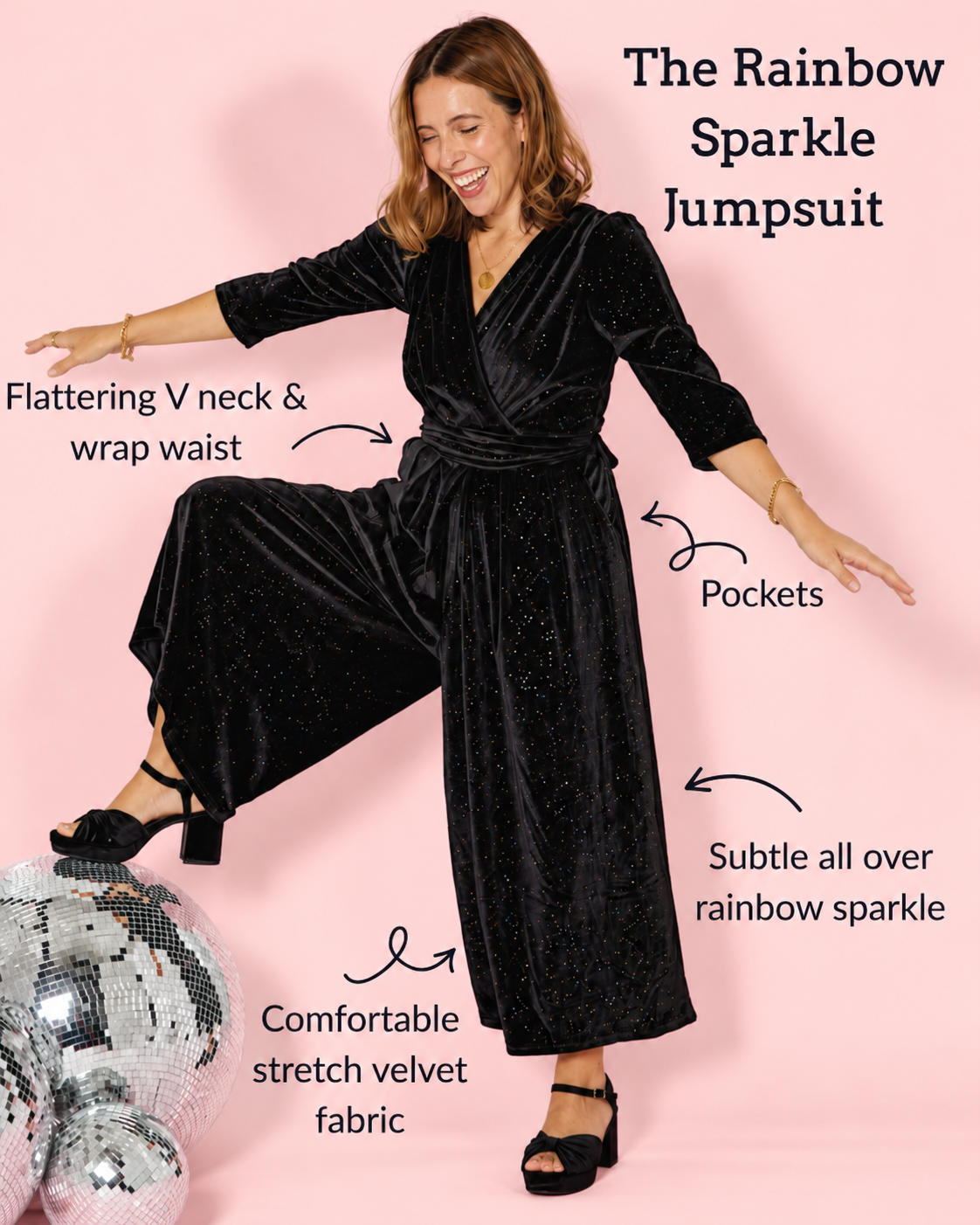 Black Rainbow Sparkle Jumpsuit