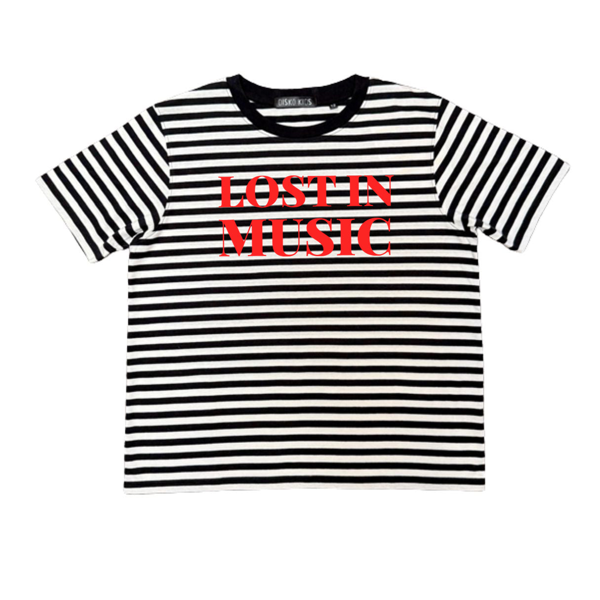 stripe classic style tshirt. Lost in music design, disko kids tshirts