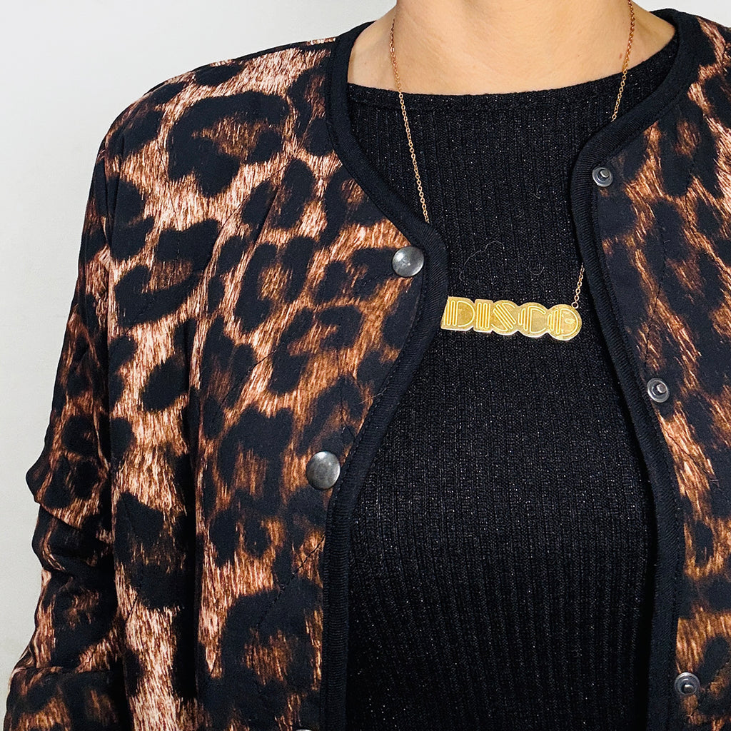 Dark Leopard Print Quilted Jacket