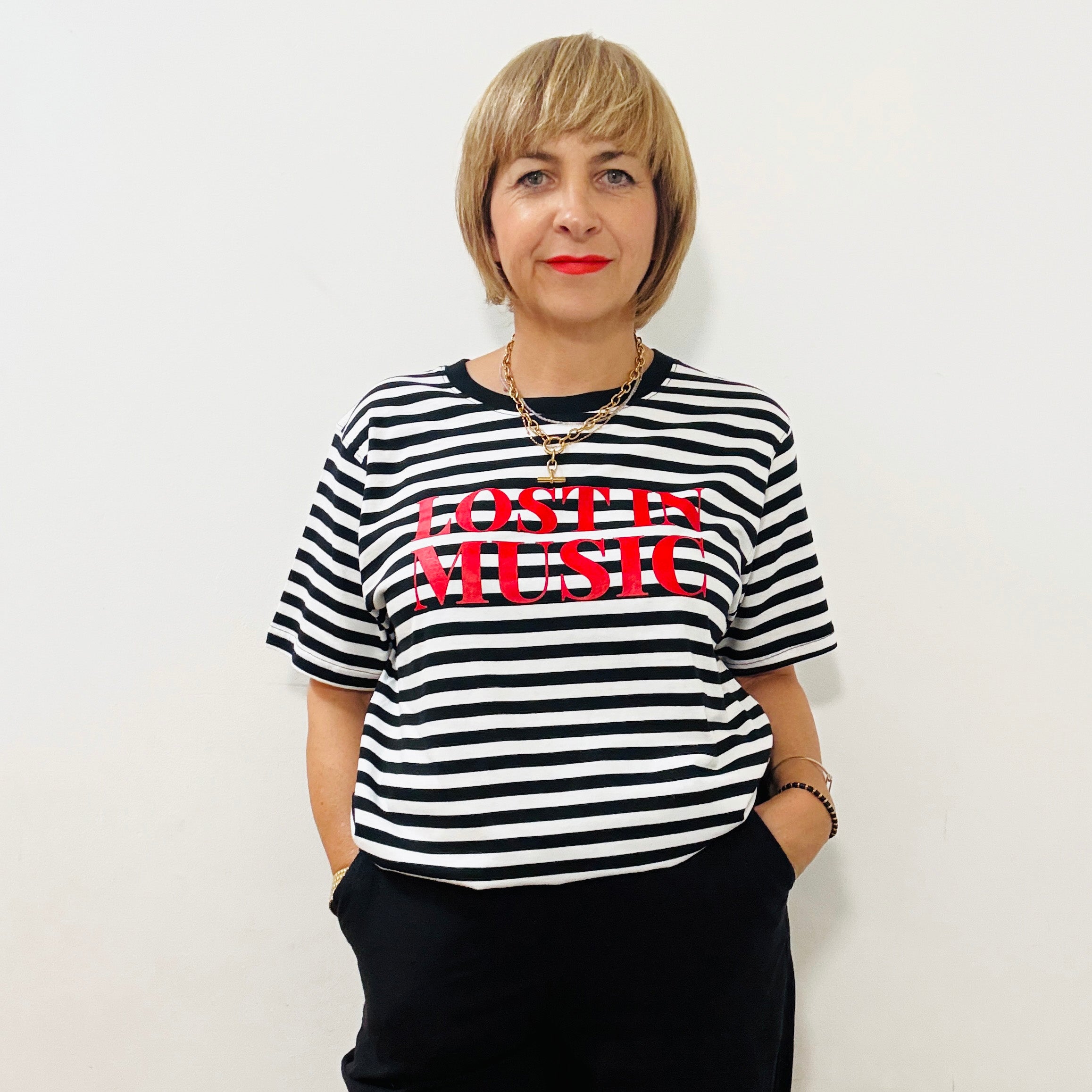 Lost in Music Striped Donna Tshirt