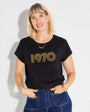 Womens 1970 black Tshirt with gold print - Disko Kids 