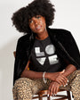 Womens black tshirt with silver 'LOVE' disco ball print - Disko Kids