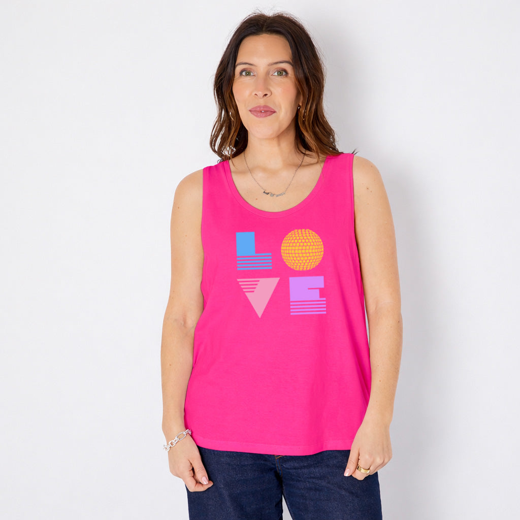 Hot Pink Patti Vest Rainbow Love design Disko Kids Womenswear