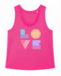 hot pink womens vest with rainbow love, pride