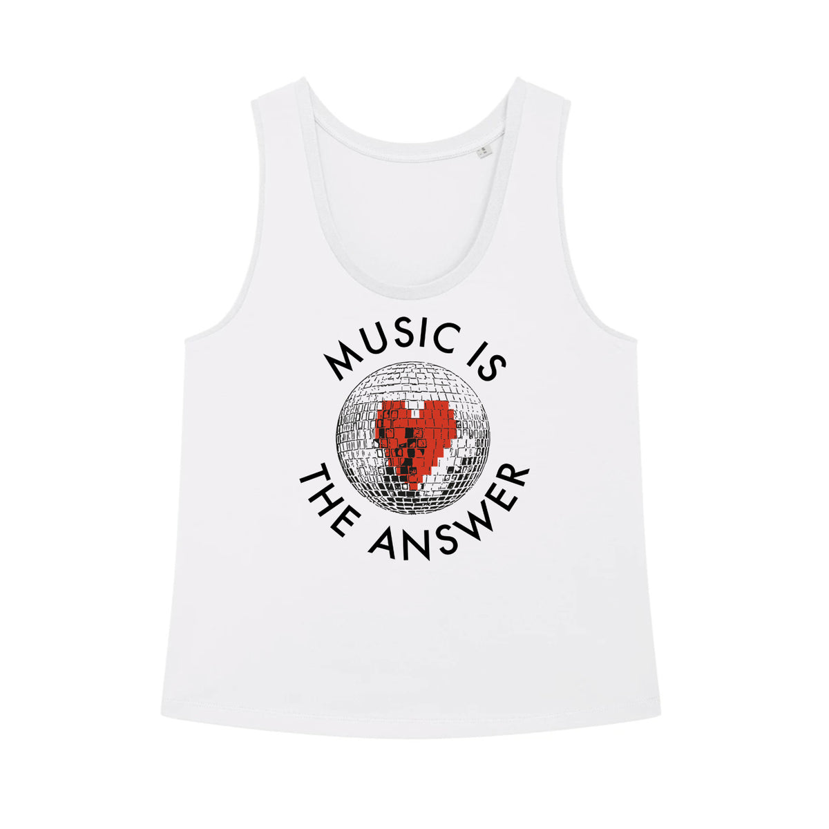 Music Is The Answer Disco Ball Patti Vest White