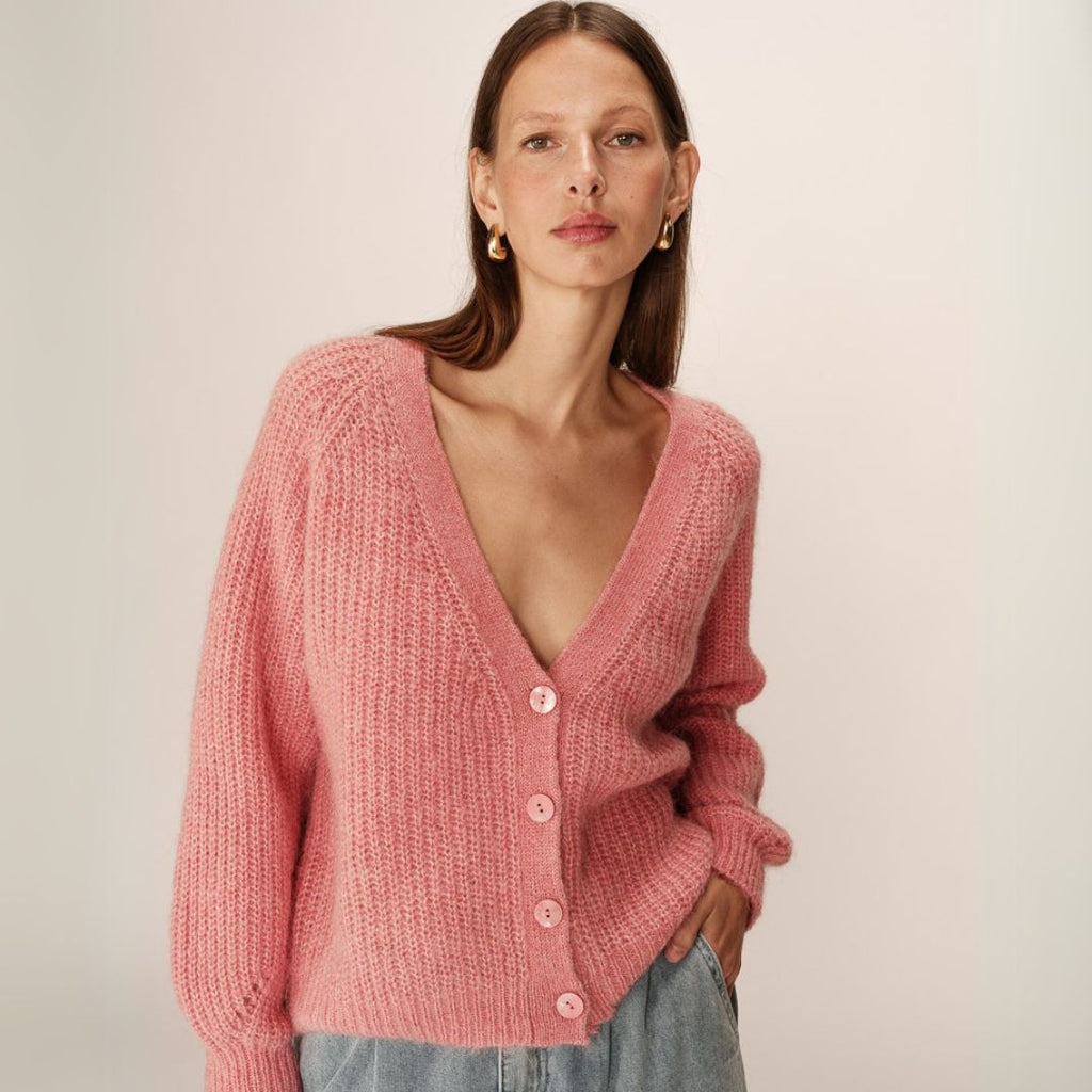 Rose Knitted V Neck Cardigan
