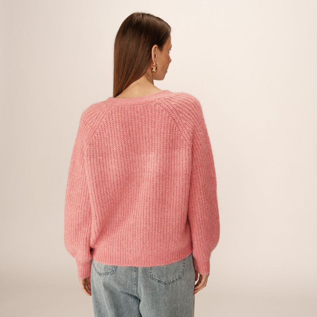 Rose Knitted V Neck Cardigan