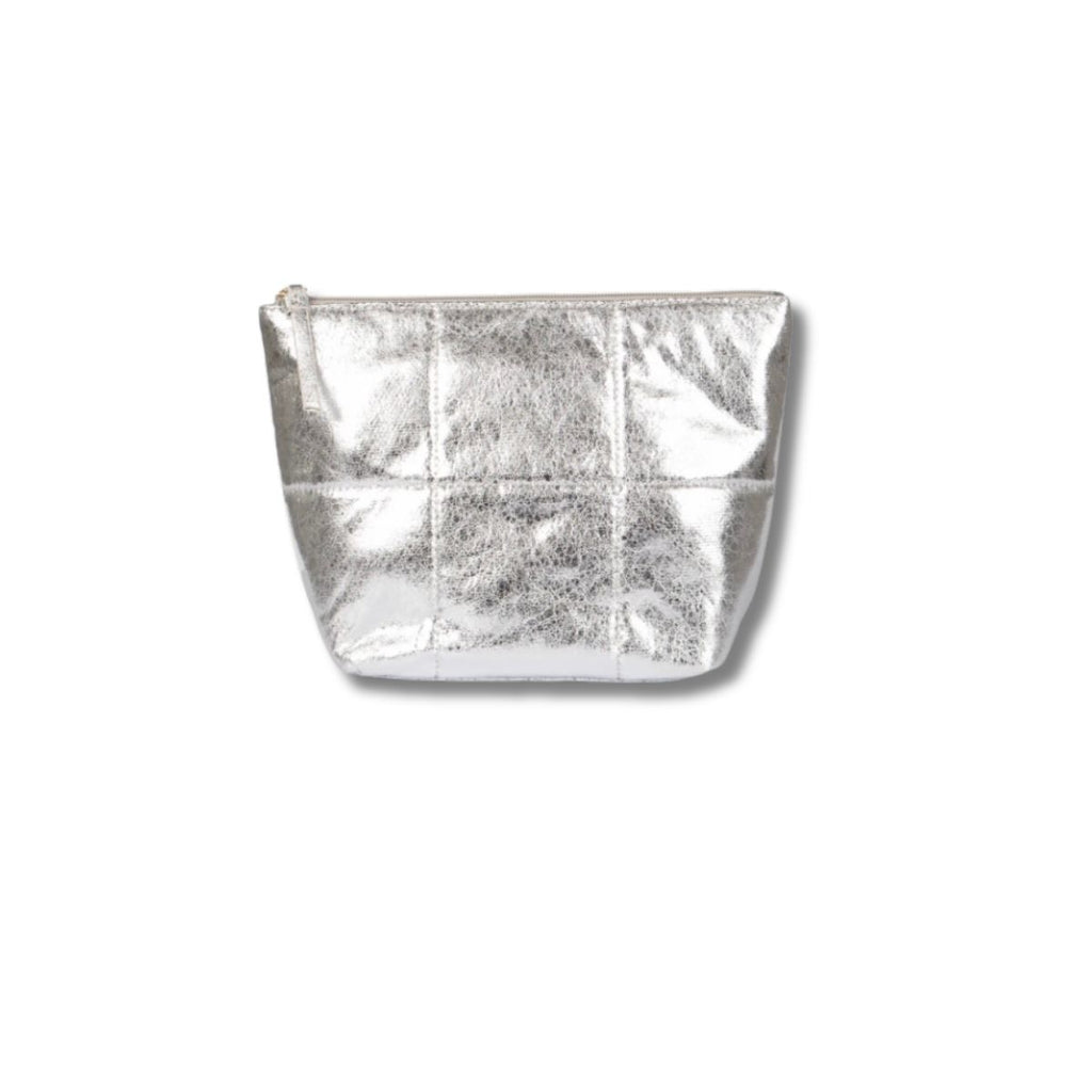 Silver Quilted Pouch Bag