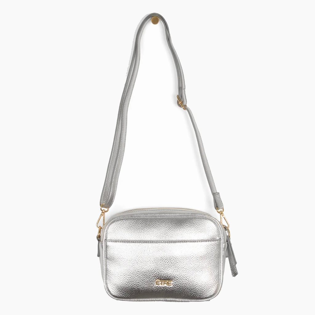 Vegan Metallic Silver Disco Bag Front