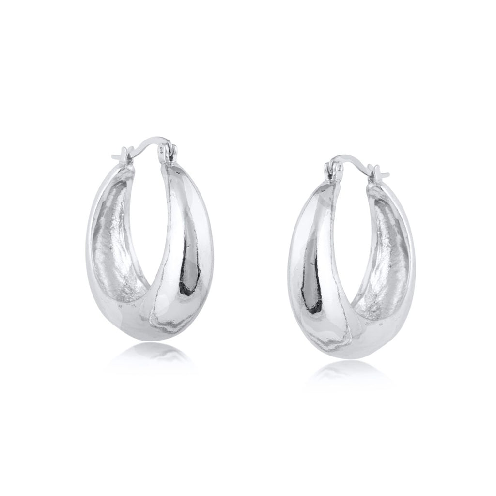 Womens Silver Chunky Hoop Earrings - Disko Kids