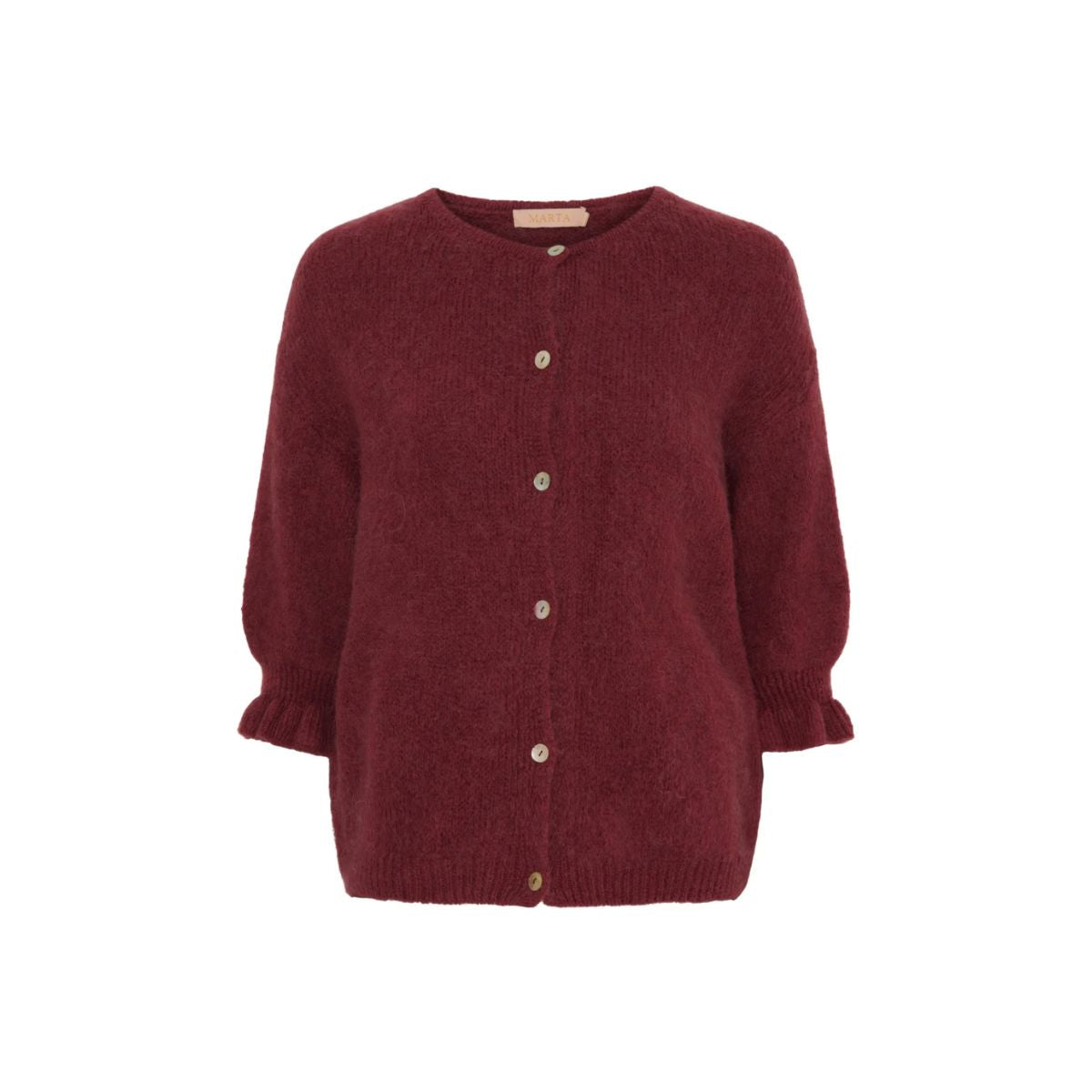 Burgundy Frill Sleeve Cardigan - Disko Kids
