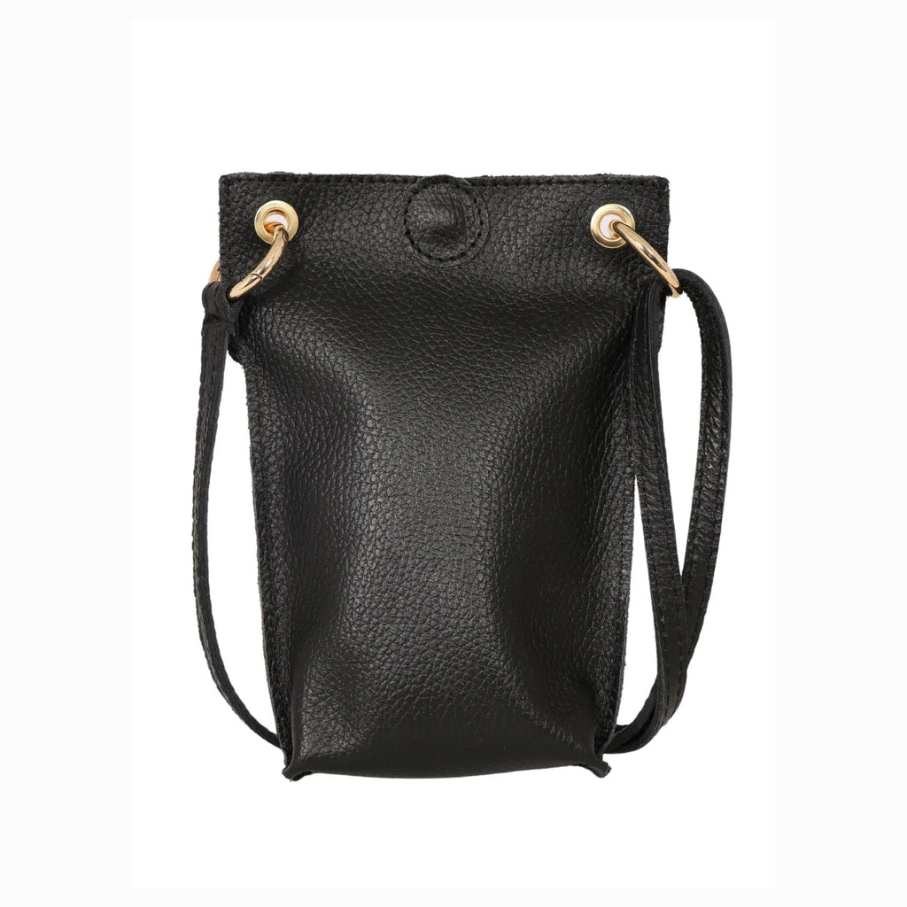 Black Leather Pouch Disco Bag