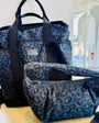 blue leopard print cross body and backpack