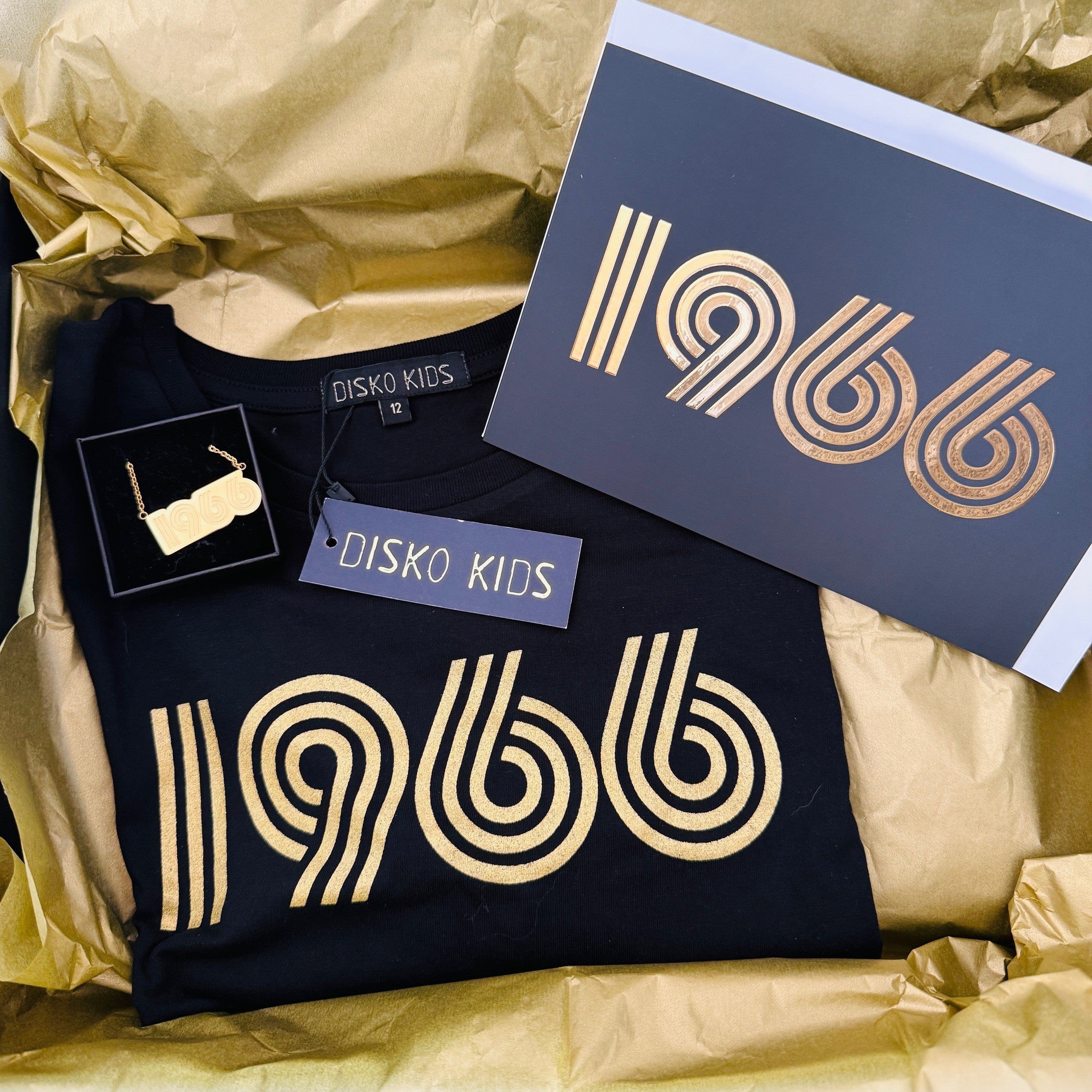 1966 box gift tshirt necklace card 60th birthday gift disko kids