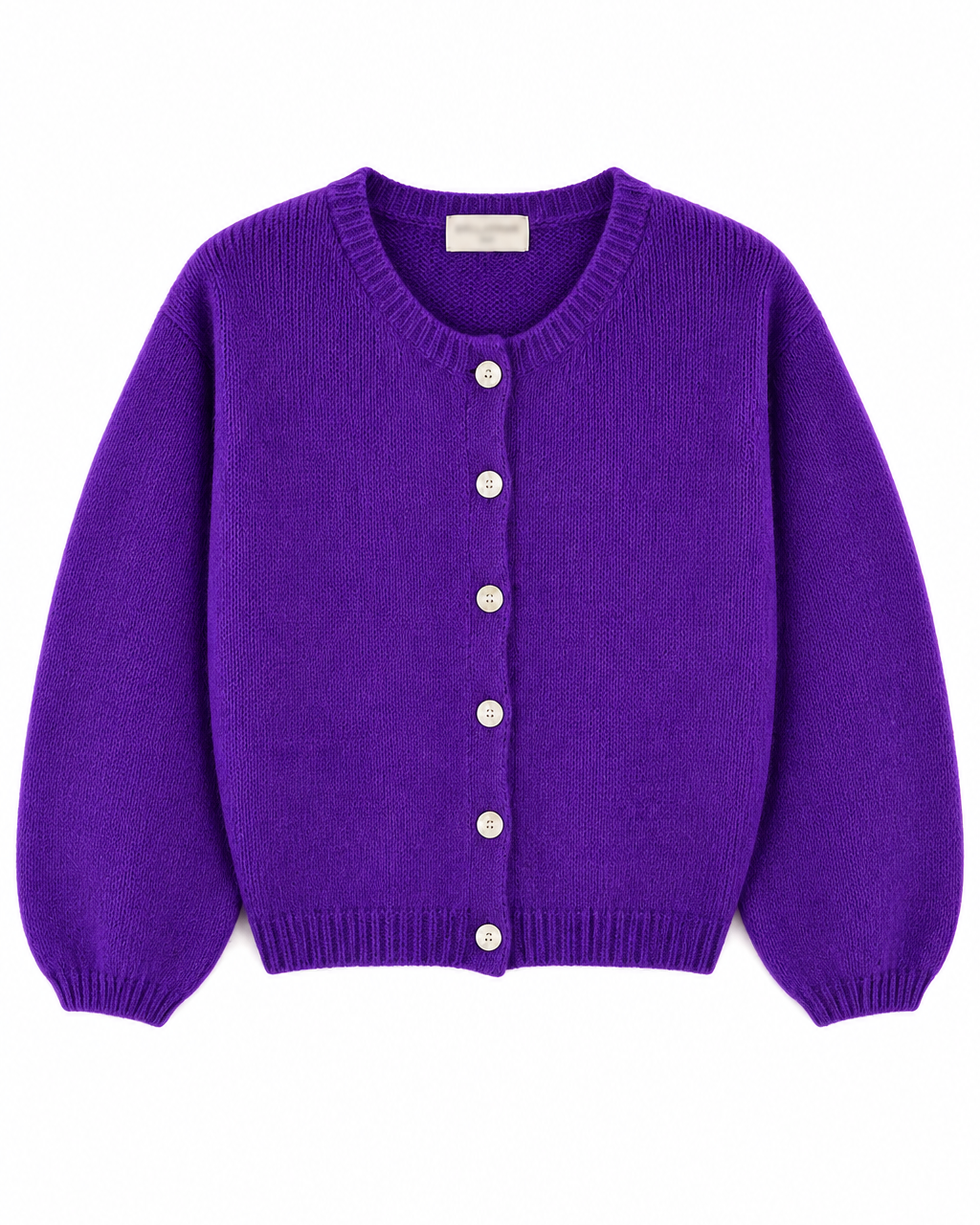 Purple Round Neck Cardigan