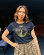 Womens black tshirt with gold discoball design - Disko Kids