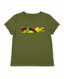 Green Olive tshirt with Disco in bright camouflage colours