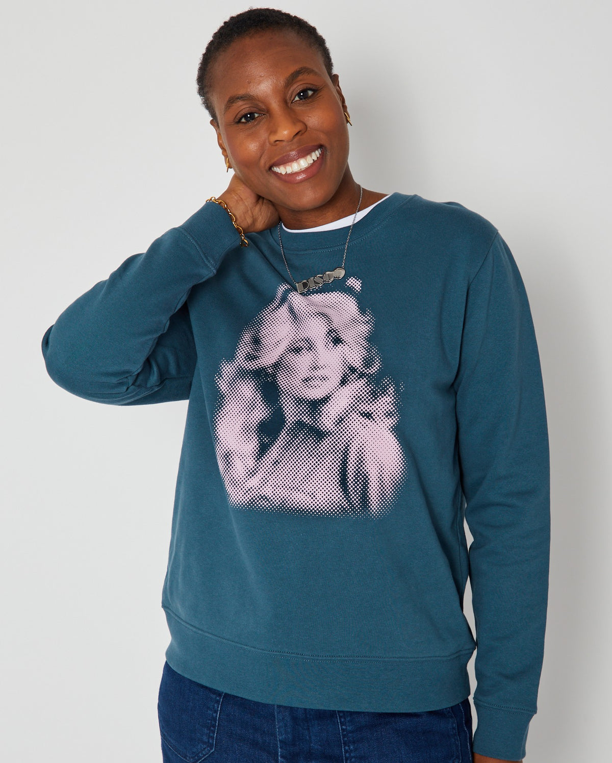 Dolly Dots Loletta Sweatshirt Teal with DISCO pendant