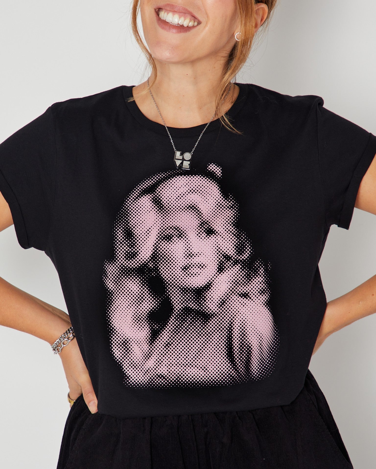 Dolly Dots Candi Tshirt Black close up
