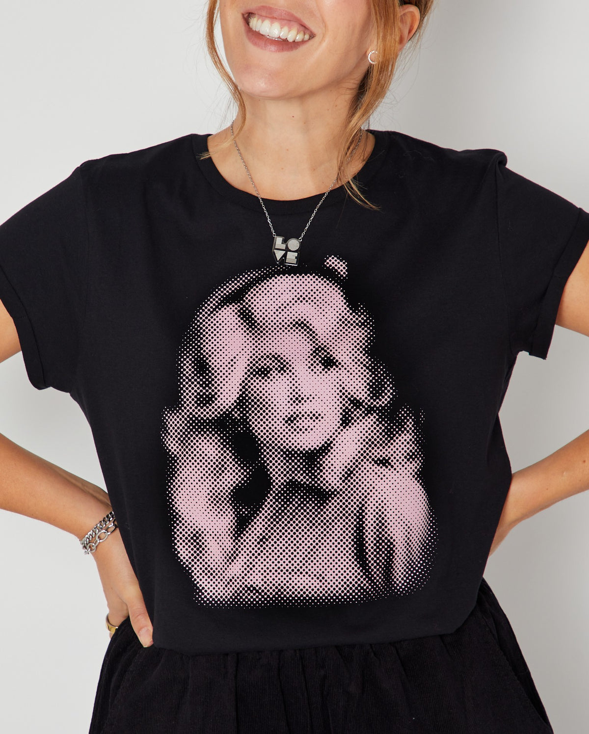 Dolly Dots Candi Tshirt Black close up
