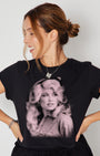 Dolly Dots Candi Tshirt Black with silver LOVE pendant, dolly parton inspired graphic tshirt 
