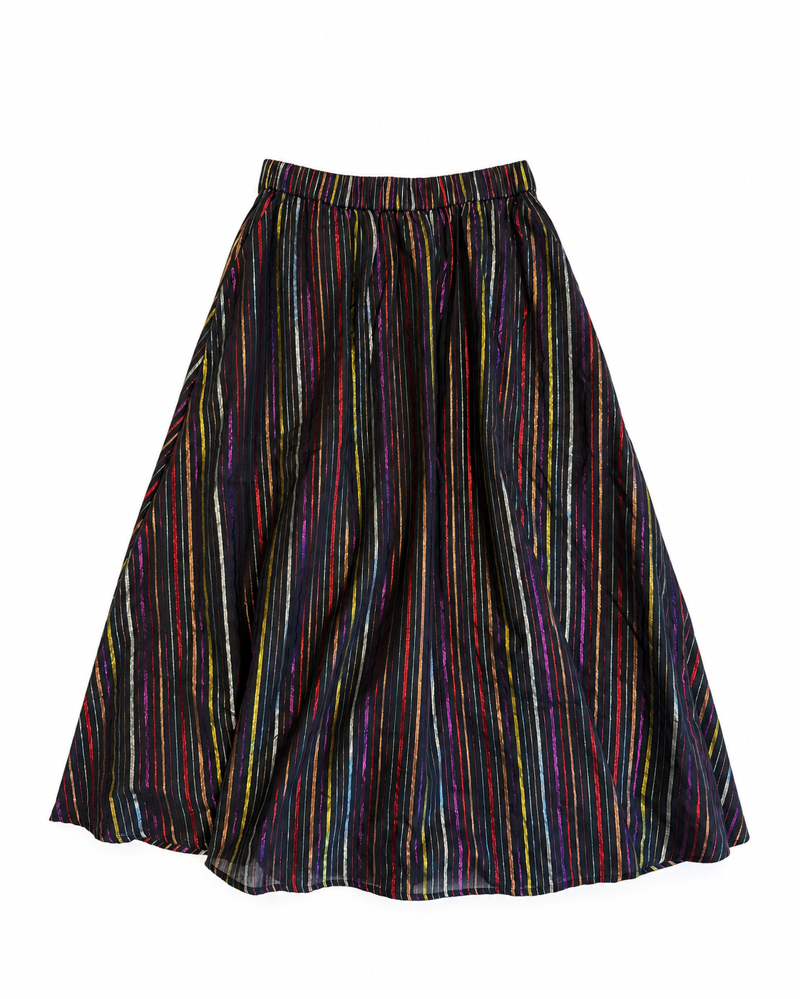 black a line skirt with multi coloured rainbow stripe
