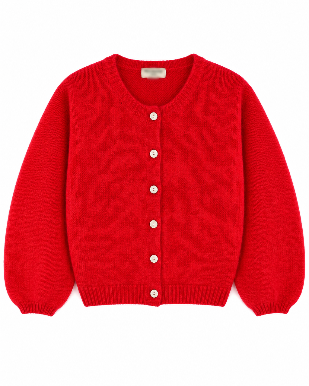 Red Round Neck Cardigan