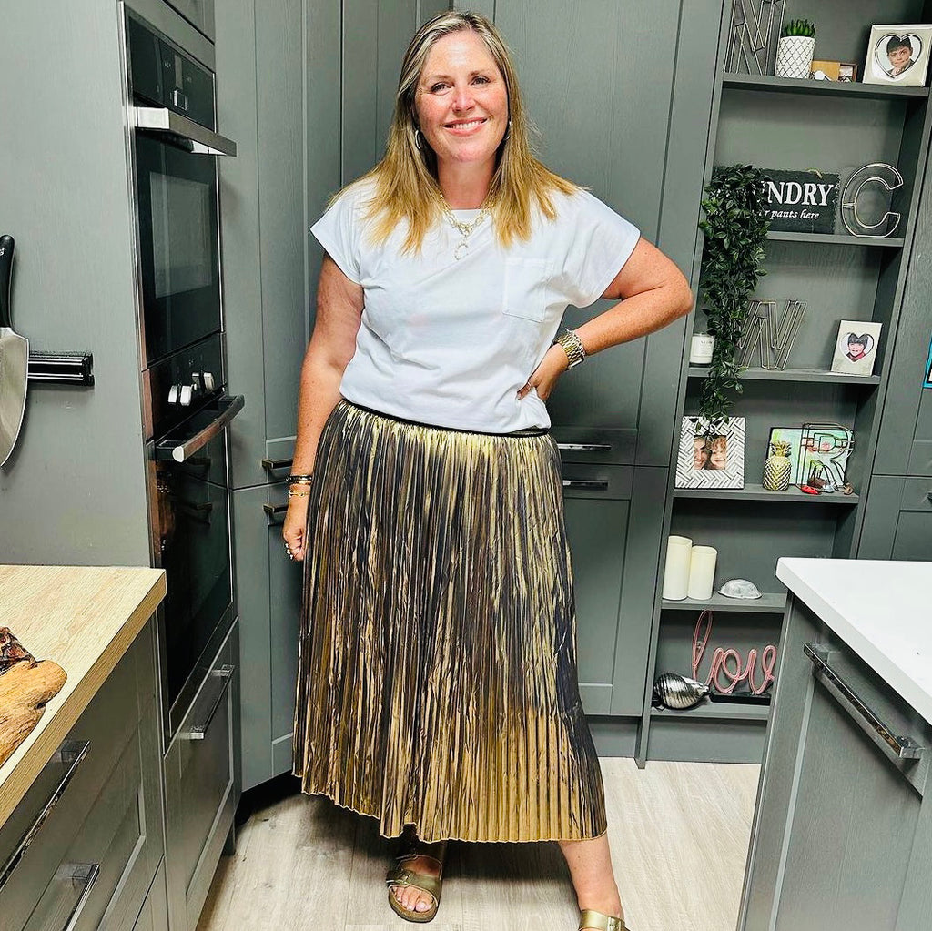 Gold pleated skirt