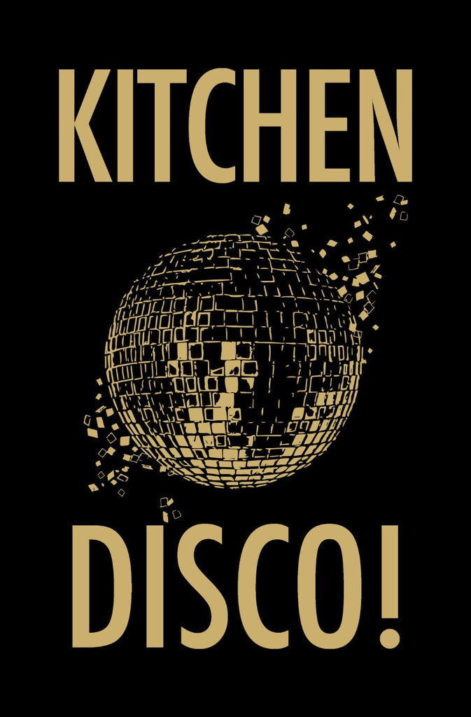 Kitchen disco tea owel with gold disco ball