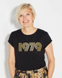 Womens 1979 black tshirt with gold print - Disko Kids